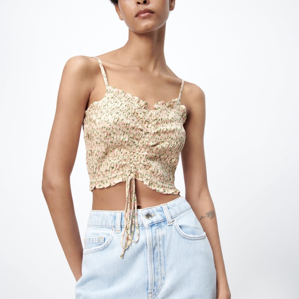 Zara Floral Print Draped Top